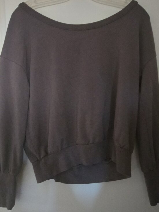 Cuyana Sweaters - Cuyana French Terry Pleat-Back Sweatshirt Women's M Taupe Grey Boatneck